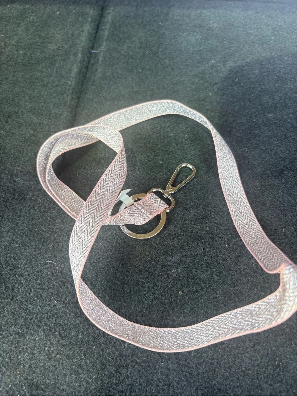 Vera Bradley Pink Chevron Lanyard with Metal Clip
